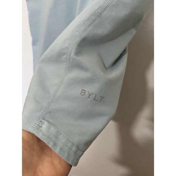 BYLT Mens Drop Cut Short Sleeve LUX Polo Shirt Size M Blue Preppy Golf - Picture 5 of 7